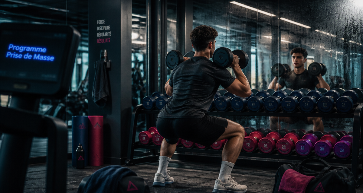 programme prise de masse debutant squat haltere salle