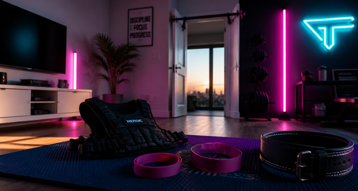 accessoires muscu maison dans un salon moderne