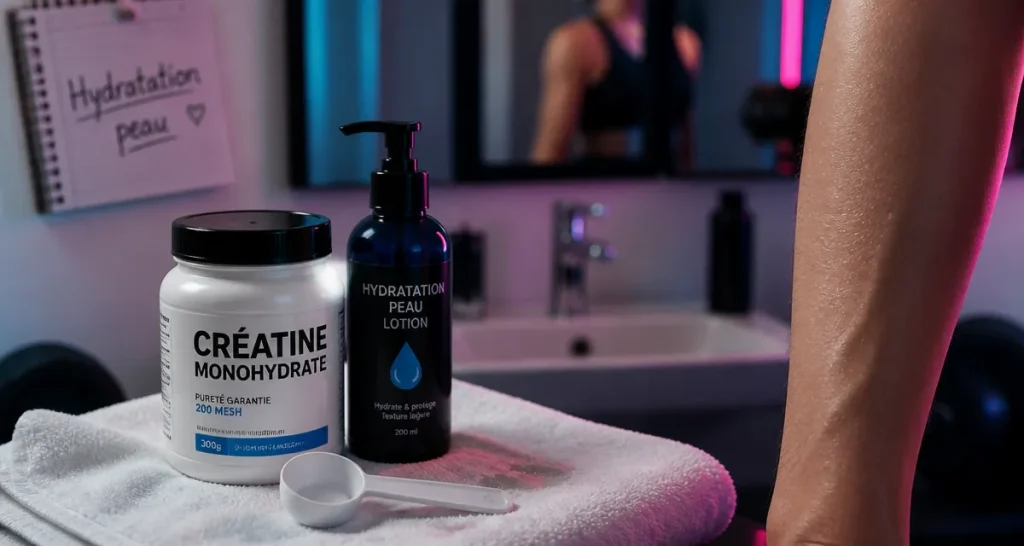 Creatine effet sur la peau : hydratation, lotion et poudre de créatine pour une peau nette