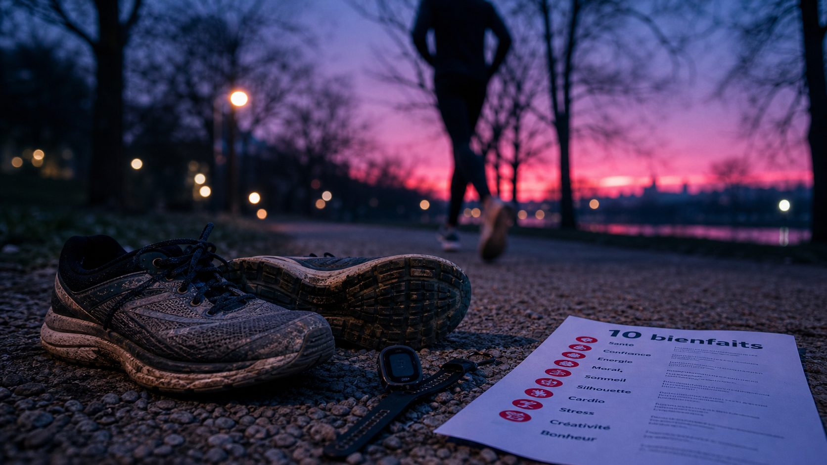 10 bienfaits de la course a pied : chaussures de course et cardio au parc