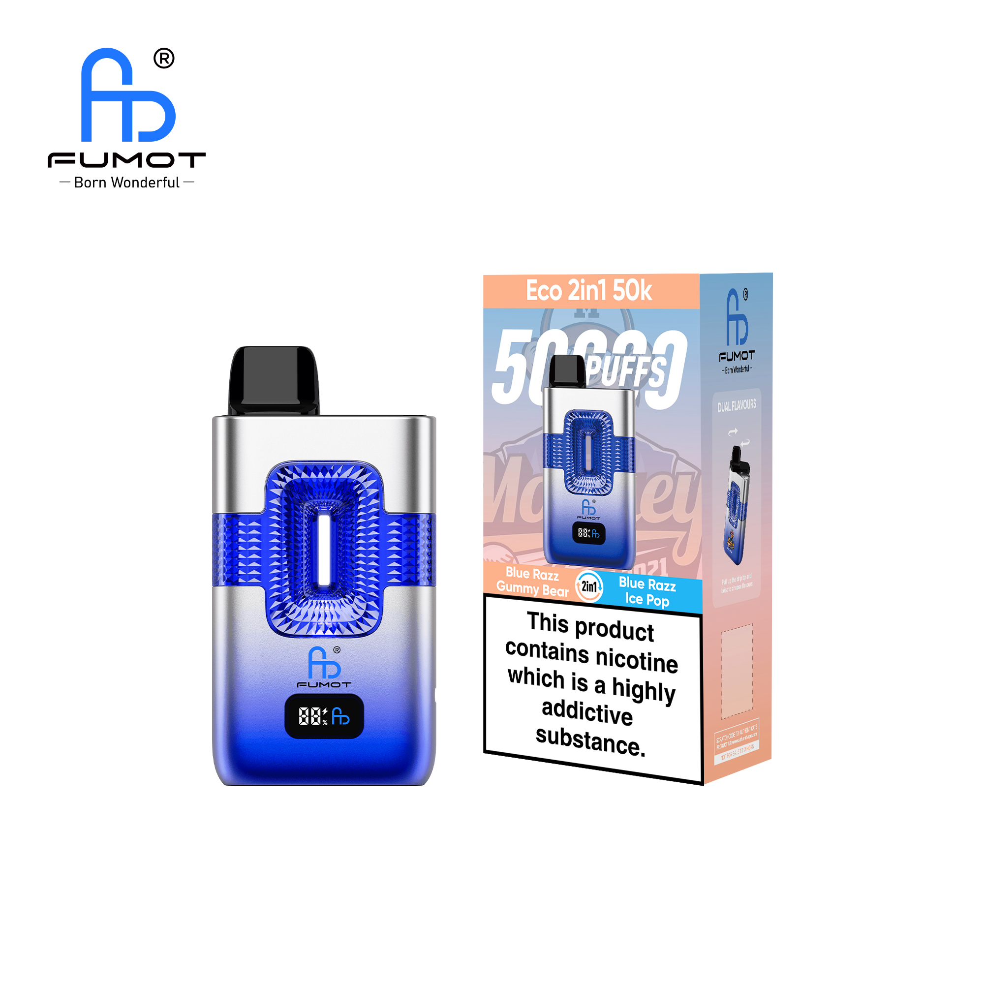 Fumot ECO 2in1 50K Blue Razz Gummy Bear/Blue Razz Ice Pop
