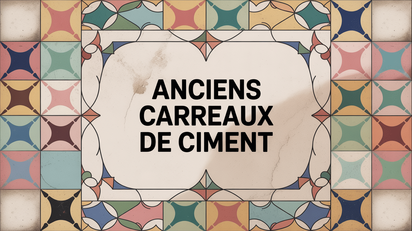 Ancien carreaux de ciment avec patine naturelle et motifs geometriques