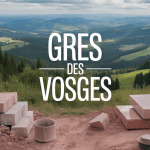 Carrière de grès des Vosges blocs pierre rose outils