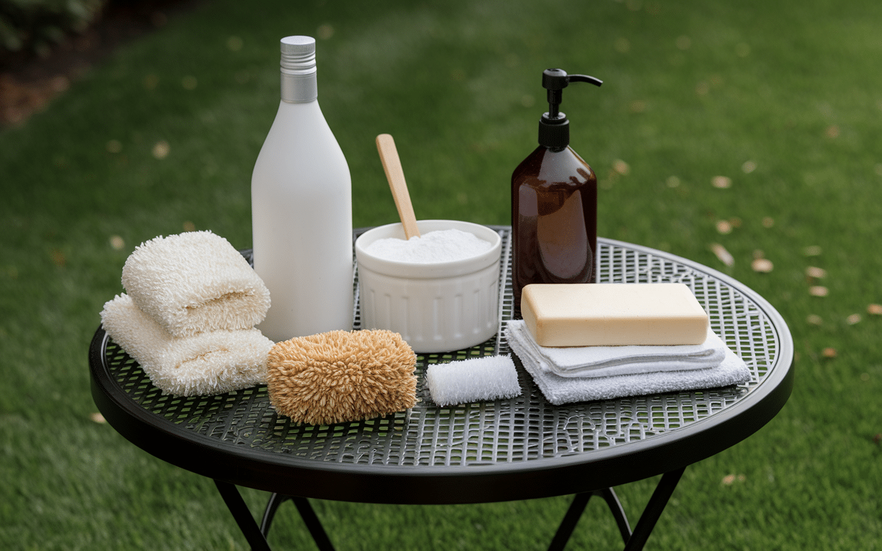 comment raviver un salon de jardin en plastique noir nettoyage naturel outils