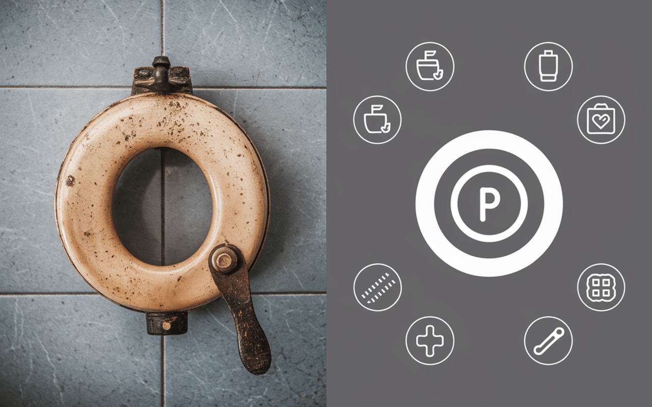 Brosse WC silicone propre comparée à brosse traditionnelle sale