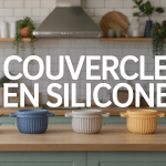 Couvercle en silicone sur récipients cuisine moderne