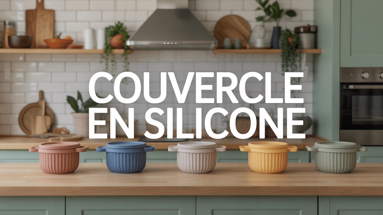 Couvercle en silicone sur récipients cuisine moderne
