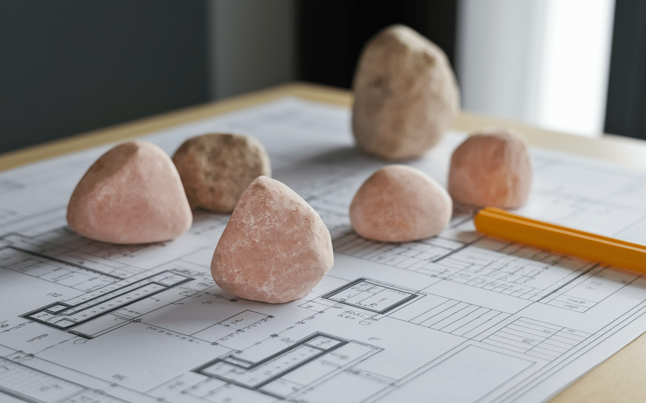 Echantillons grès des Vosges table architecte moderne