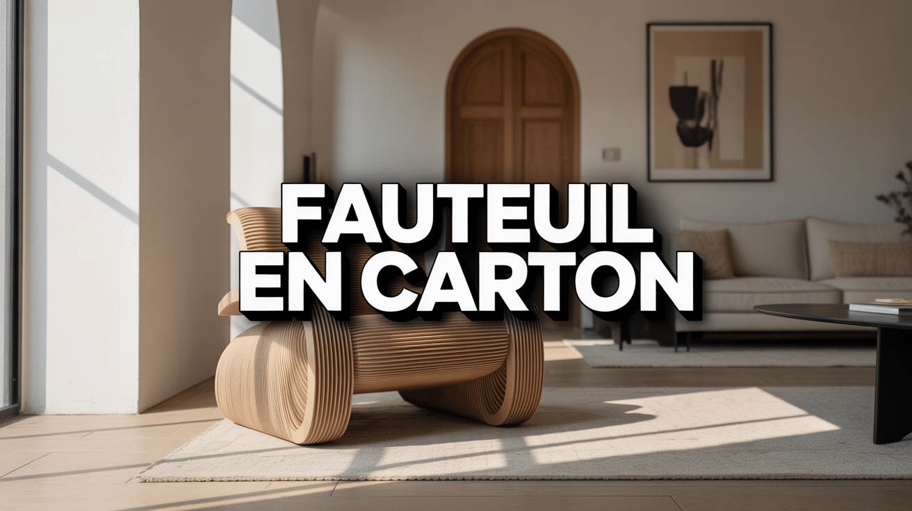 fauteuil en carton dans salon contemporain épuré