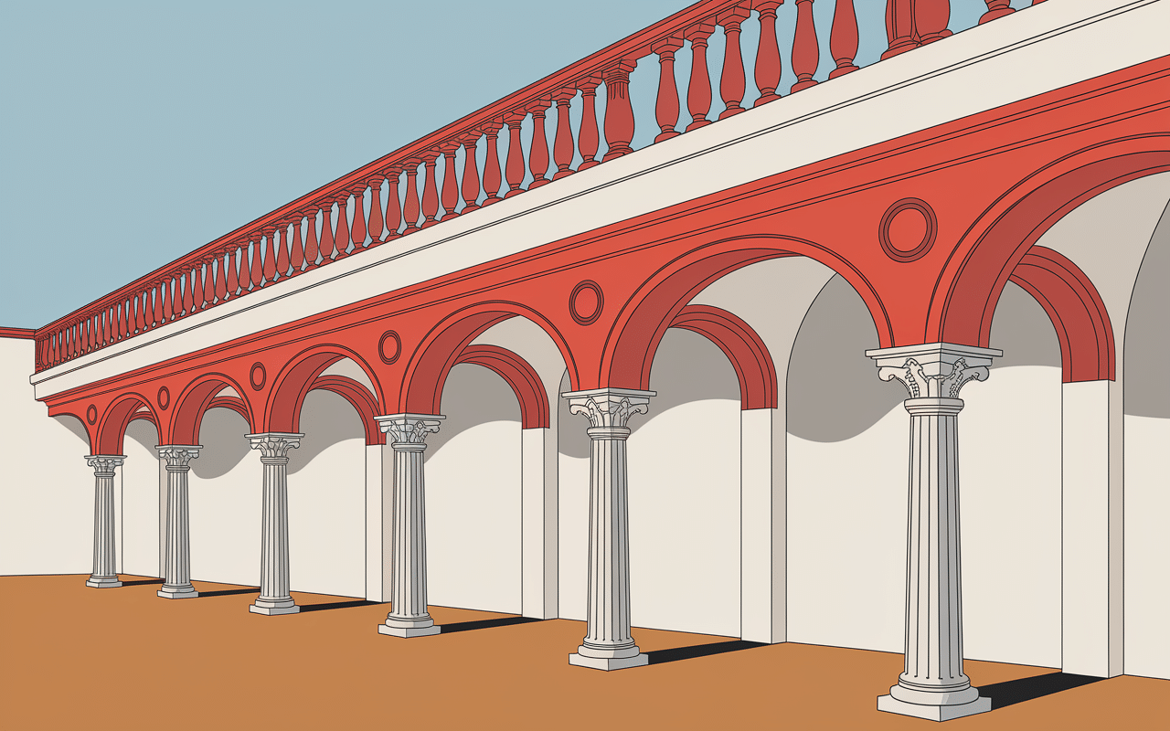 Coupe illustrée éléments typiques maison espagnole