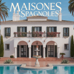 Villa maison espagnole avec patio central et bougainvilliers