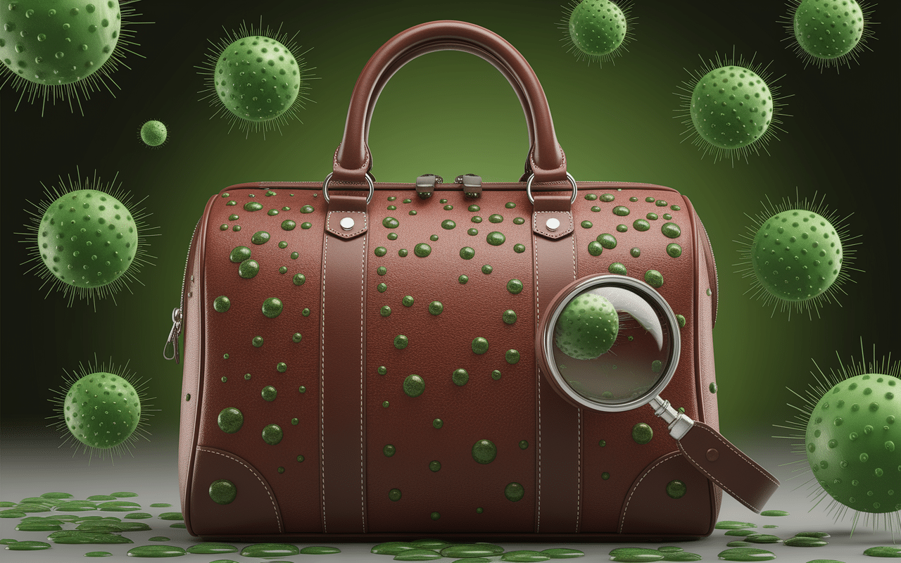 gros plan sac cuir moisissure danger taches