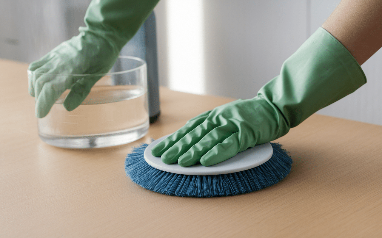 nettoyer vinyle vinaigre blanc main chiffon microfibre