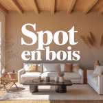 spot en bois au plafond salon moderne ambiance chaleureuse