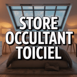 Store occultant toiciel fermé sur fenêtre de toit moderne