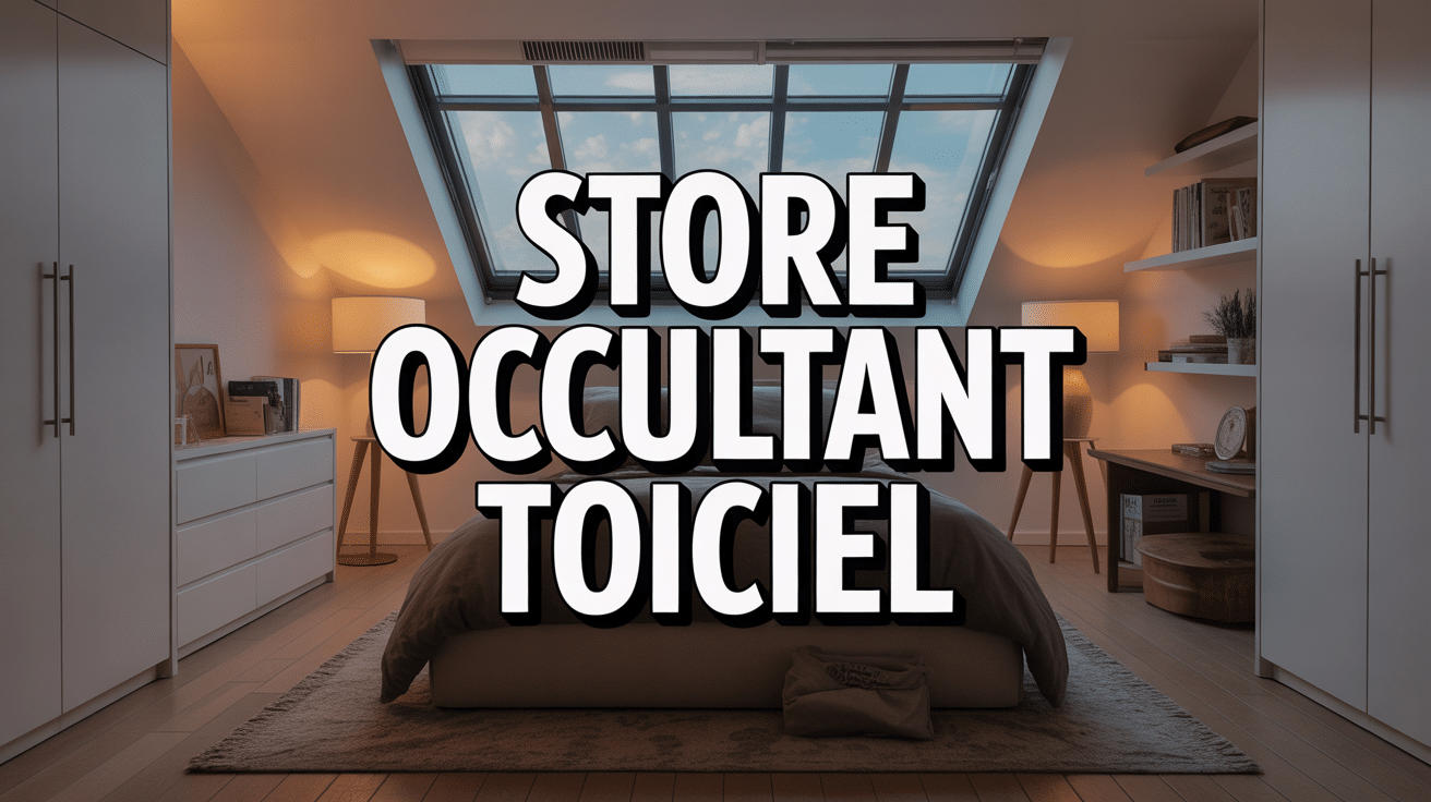 Store occultant toiciel fermé sur fenêtre de toit moderne