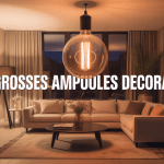 Très grosse ampoule décorative suspendue dans salon design