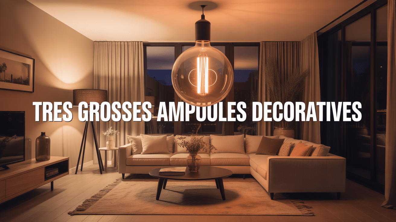 Très grosse ampoule décorative suspendue dans salon design