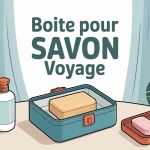 Boite pour savon voyage ouverte avec savon solide en voyage