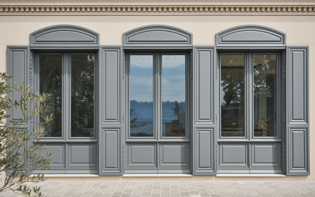 Fenêtre finition gris 2900 sablé texture mate