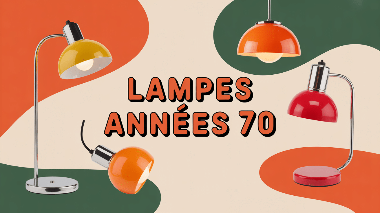 Lampes année 70 vintage aux formes et couleurs rétro