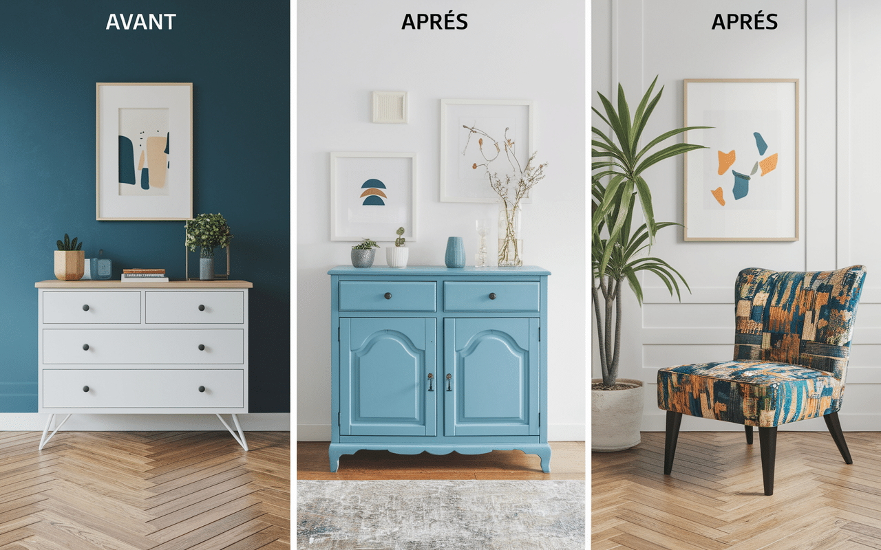 Meuble relooké avant apres commode buffet fauteuil transformation