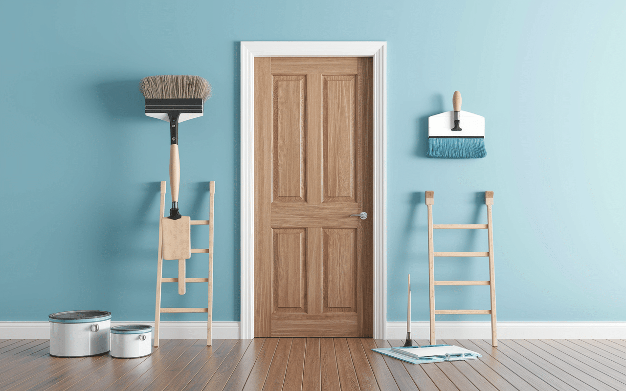 moderne peinture couloir et portes outils techniques rénovation