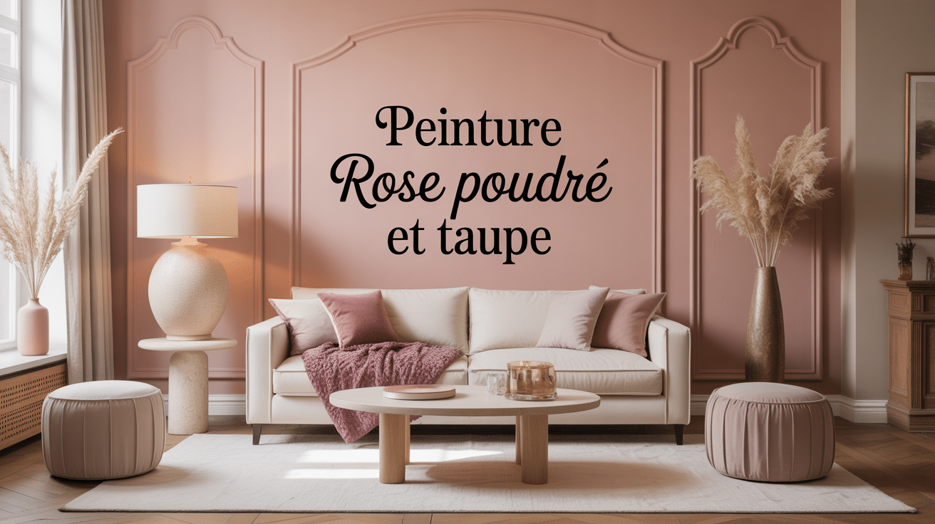 Salon élégant avec peinture rose poudré et taupe