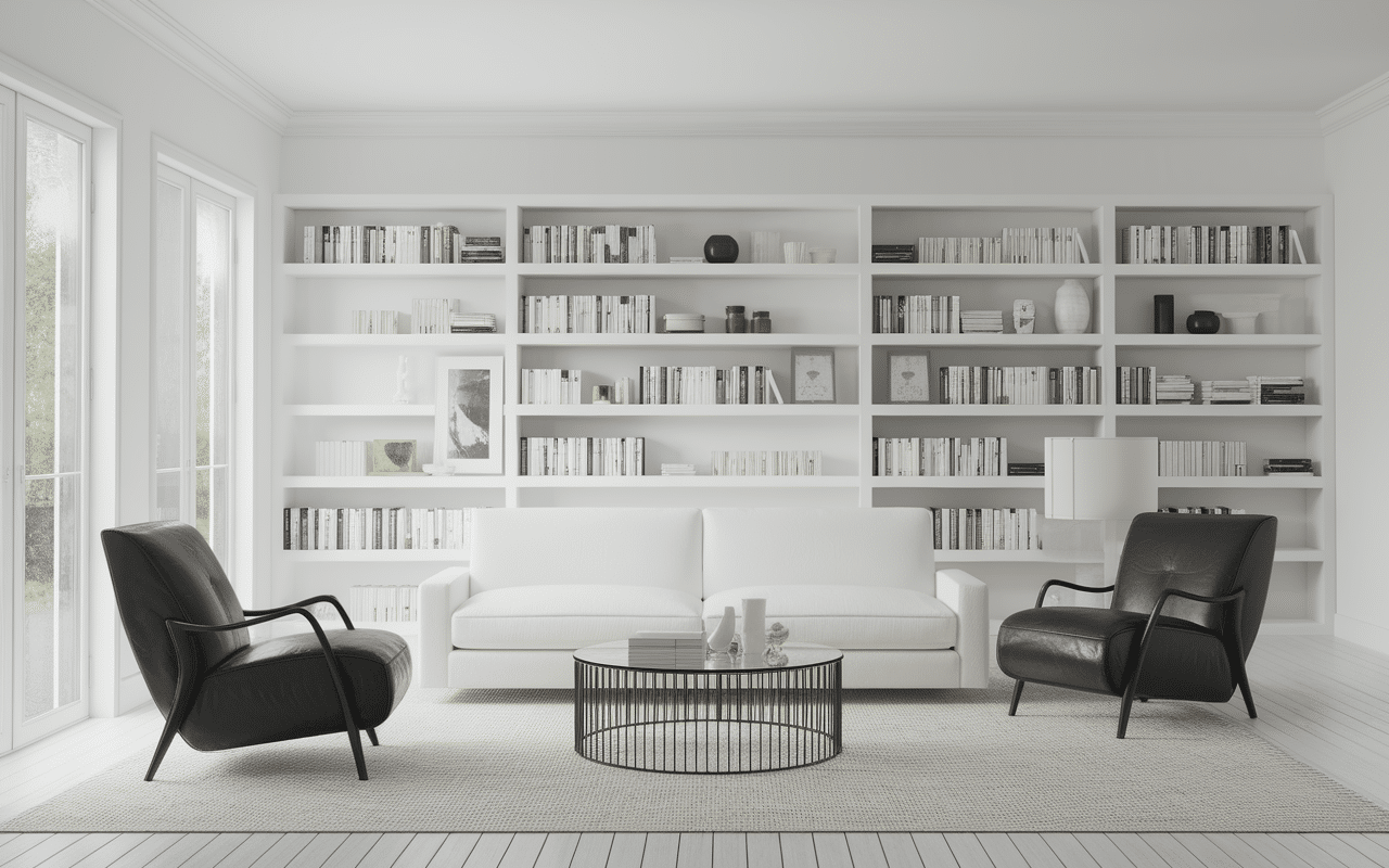 Mobilier salon noir et blanc moderne minimaliste