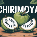 Chirimoya fraîche coupée montrant chair blanche et graines