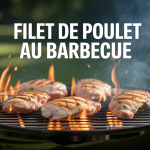 filet de poulet au barbecue sur grille et flammes