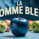 Pomme bleue entourée de pommes rouges et vertes