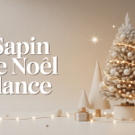 sapin de noel blanc chic moderne décor blanc et or