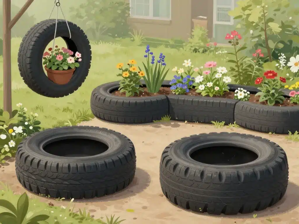 deco exterieur avec des pneus projets diy concrets