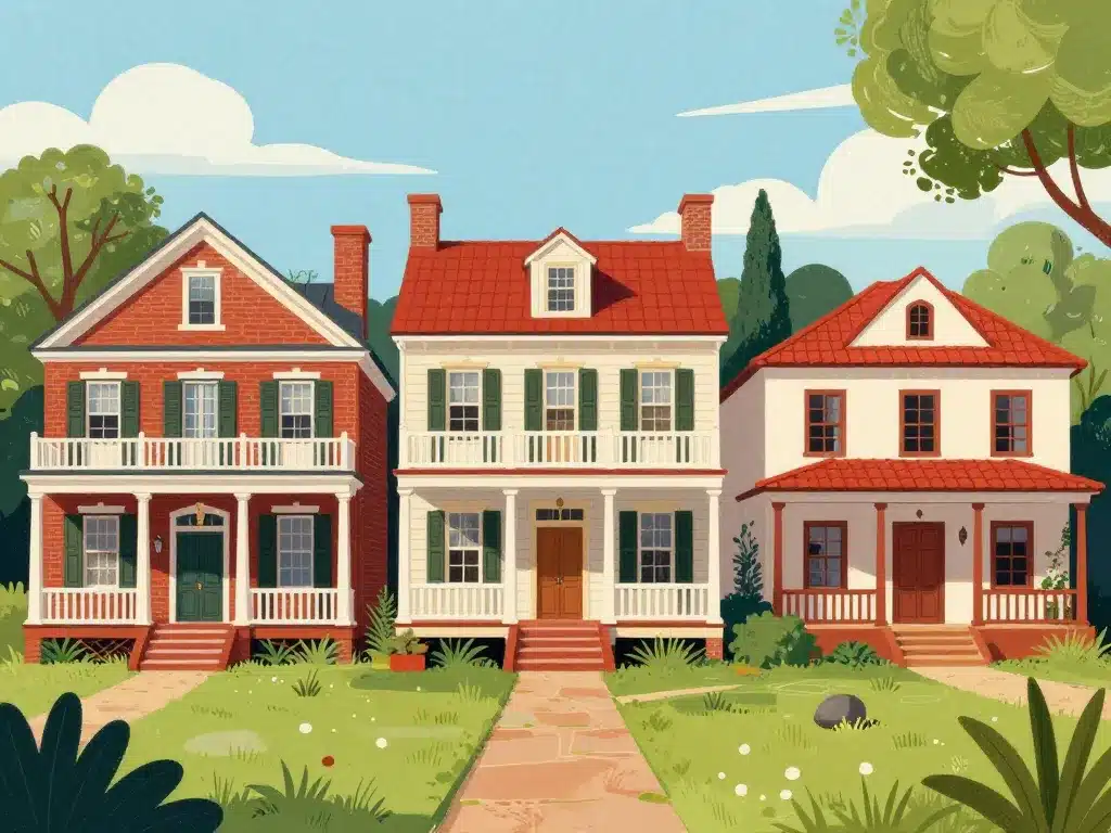 maison coloniale américaine créole espagnole illustration comparative