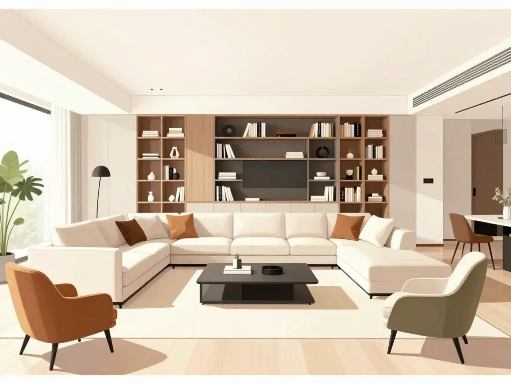 Mobilier optimisé pour grands salons spacieux