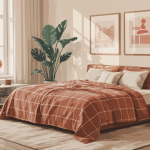 plaid pour grand canapé sur salon contemporain cocooning