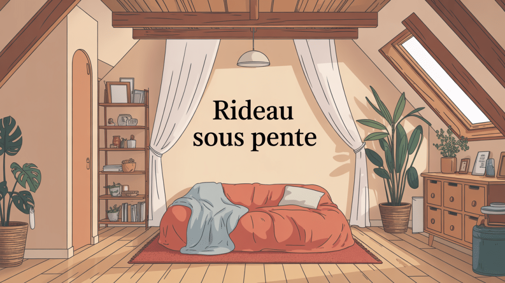Rideau sous pente élégant dans des combles aménagés