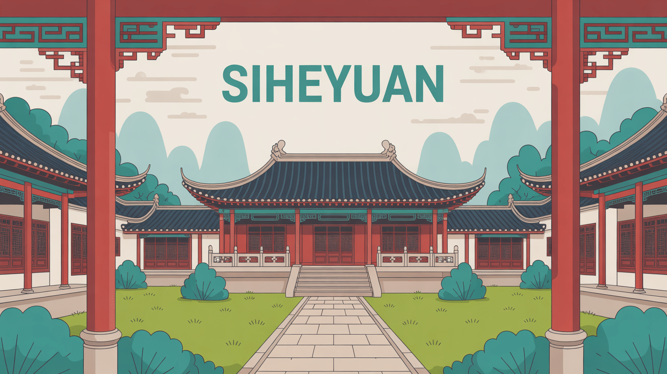 illustration siheyuan architecture cour carrée chinoise
