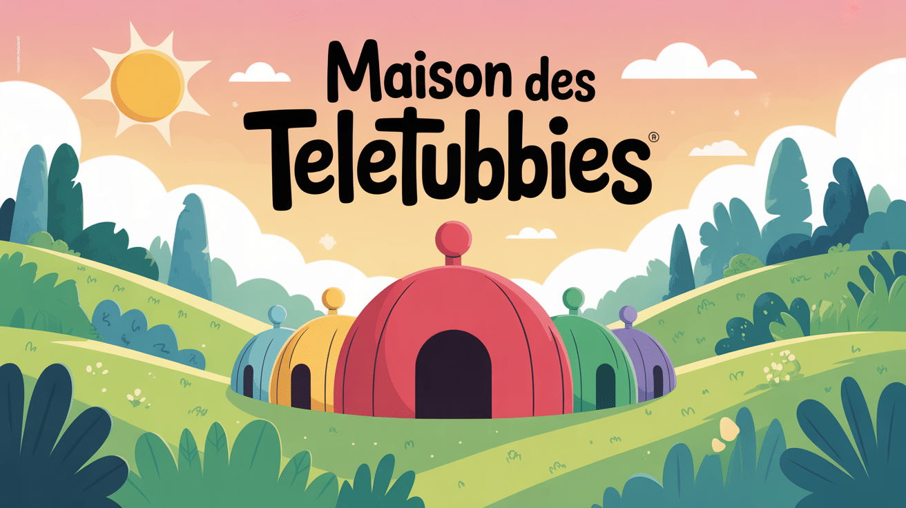 illustration teletubbies maison colline verte et dôme