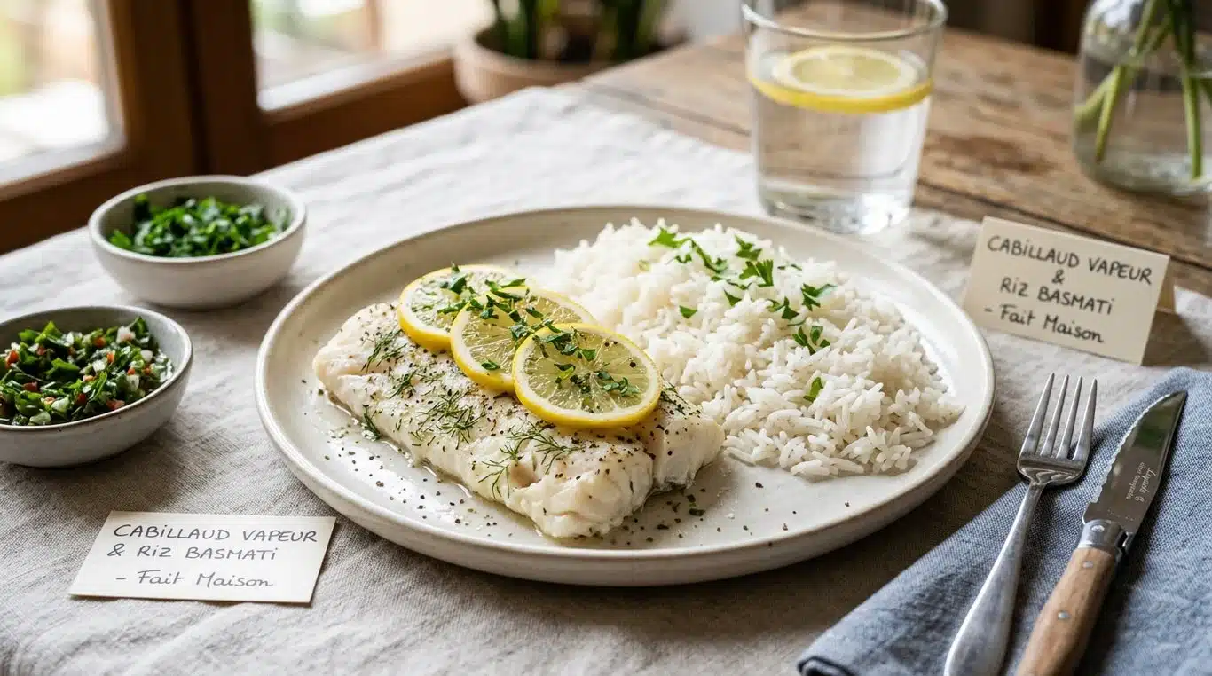 Filet de cabillaud au citron et riz fondant pour régime sans résidu