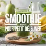 smoothie pour le petit déjeuner avec ingrédients frais colorés