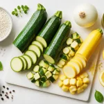 Courgettes saison : courgettes et ingrédients pour une recette