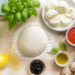 ingredient pizza frais sur plan de travail