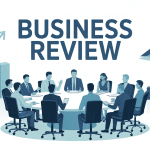 business review réunion autour table graphique