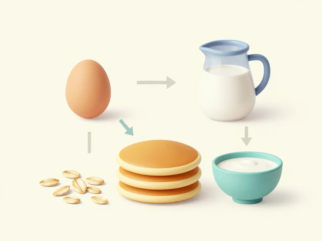 diagramme galette flocon davoine œuf lait bol