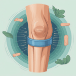 Genoux comme serré dans un étau après opération prothèse stylisé vue coupe