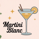 illustration élégante martini blanc bouteille et verre
