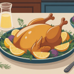 poulet au citron et au thym sur table familiale