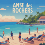 Vue panoramique Anse des Rochers piscine plage Guadeloupe